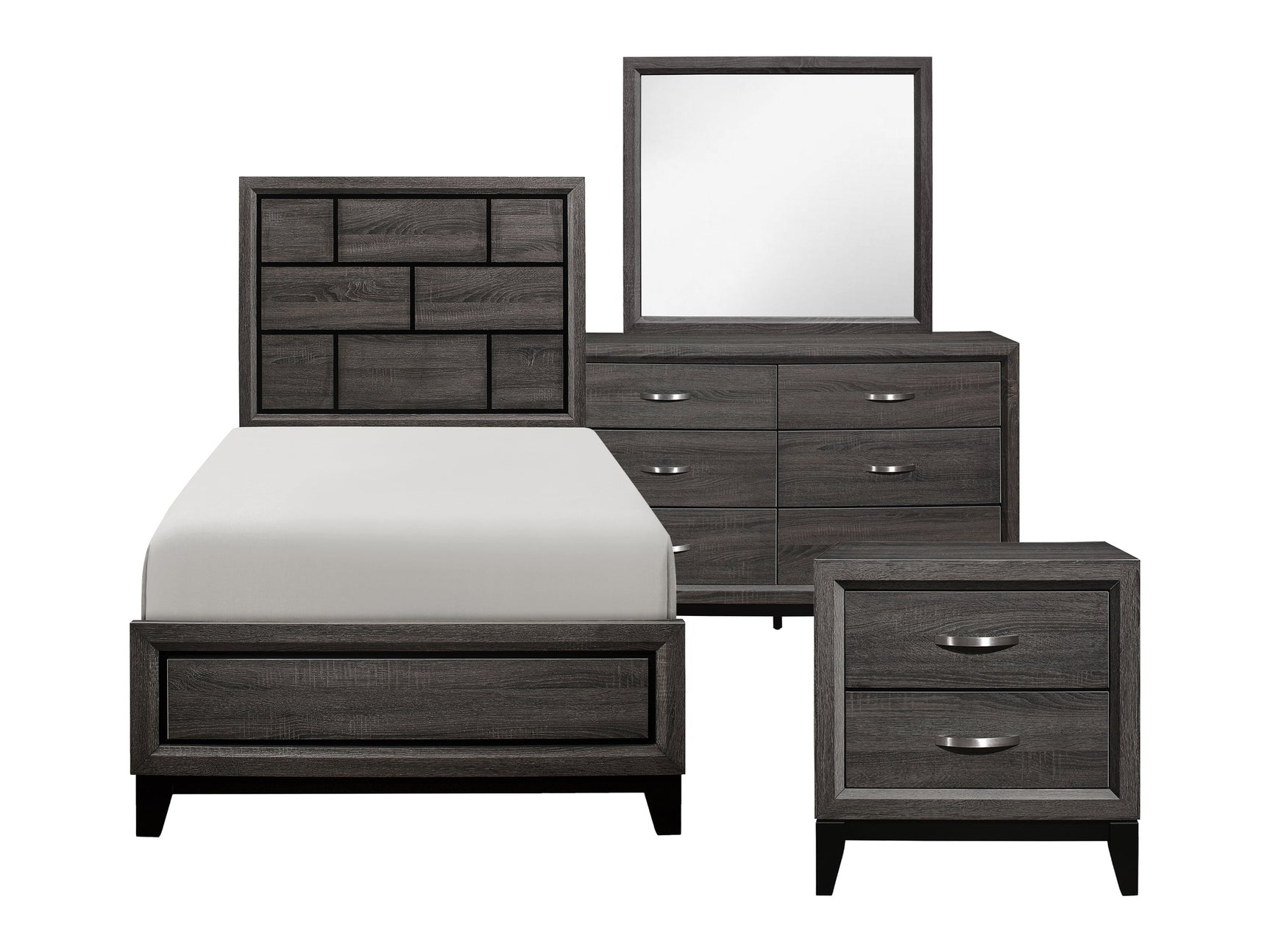 Davi Gray 4-piece Twin Bedroom Set - Ornate Home