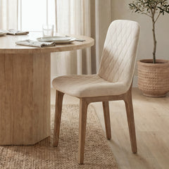 David Cream/Brown Solid Back Dining Side Chair (Set of 2) - Ornate Home