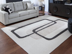 Davismour Ivory/Taupe/Charcoal Large Rug - Ornate Home