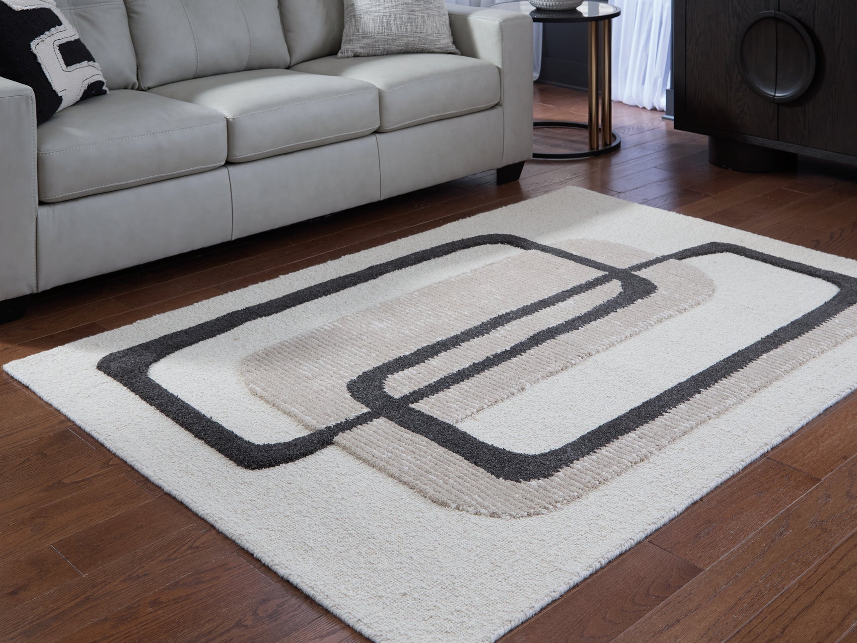 Davismour Ivory/Taupe/Charcoal Medium Rug - Ornate Home
