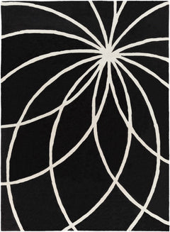 Davison Black Geometric Wool Carpet - Ornate Home