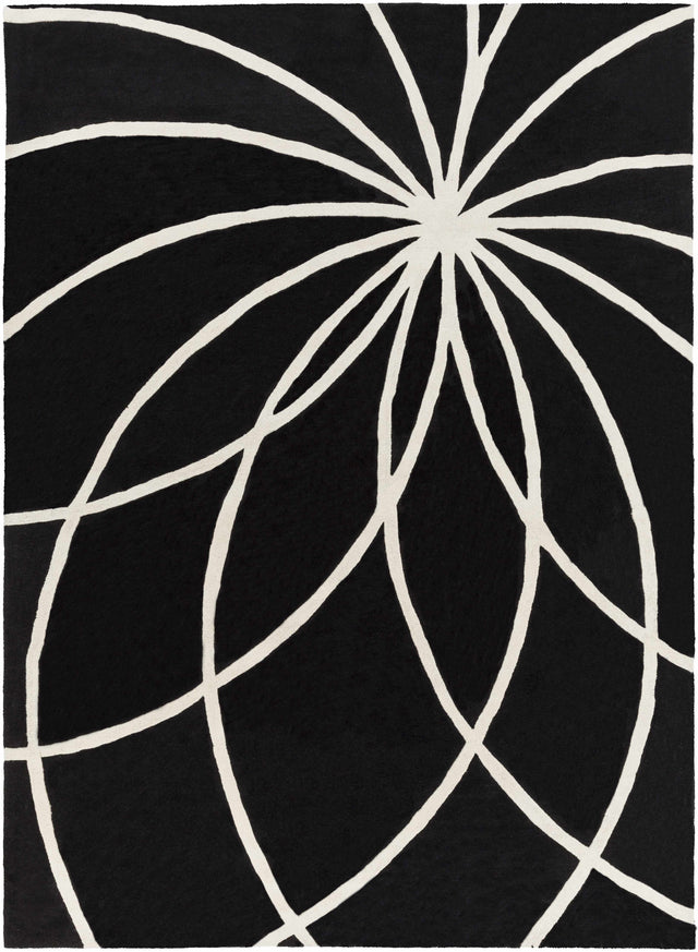 Davison Black Geometric Wool Carpet - Ornate Home