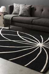 Davison Black Geometric Wool Carpet - Ornate Home