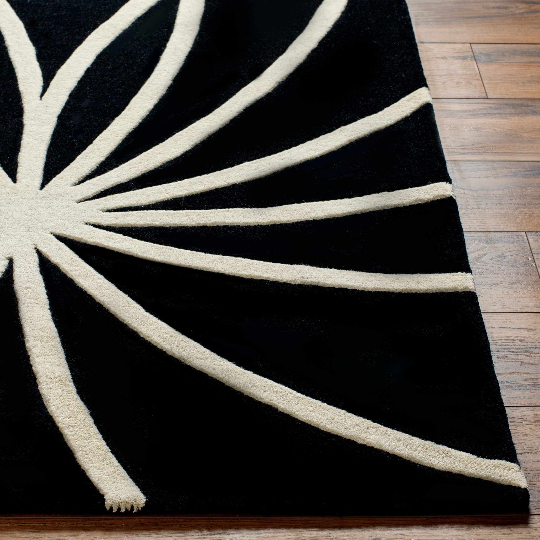 Davison Black Geometric Wool Carpet - Ornate Home