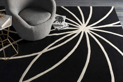 Davison Black Geometric Wool Carpet - Ornate Home