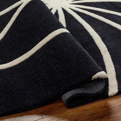 Davison Black Geometric Wool Carpet - Ornate Home