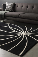Davison Black Geometric Wool Carpet - Ornate Home
