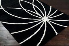 Davison Black Geometric Wool Carpet - Ornate Home