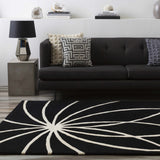 Davison Black Geometric Wool Carpet - Ornate Home