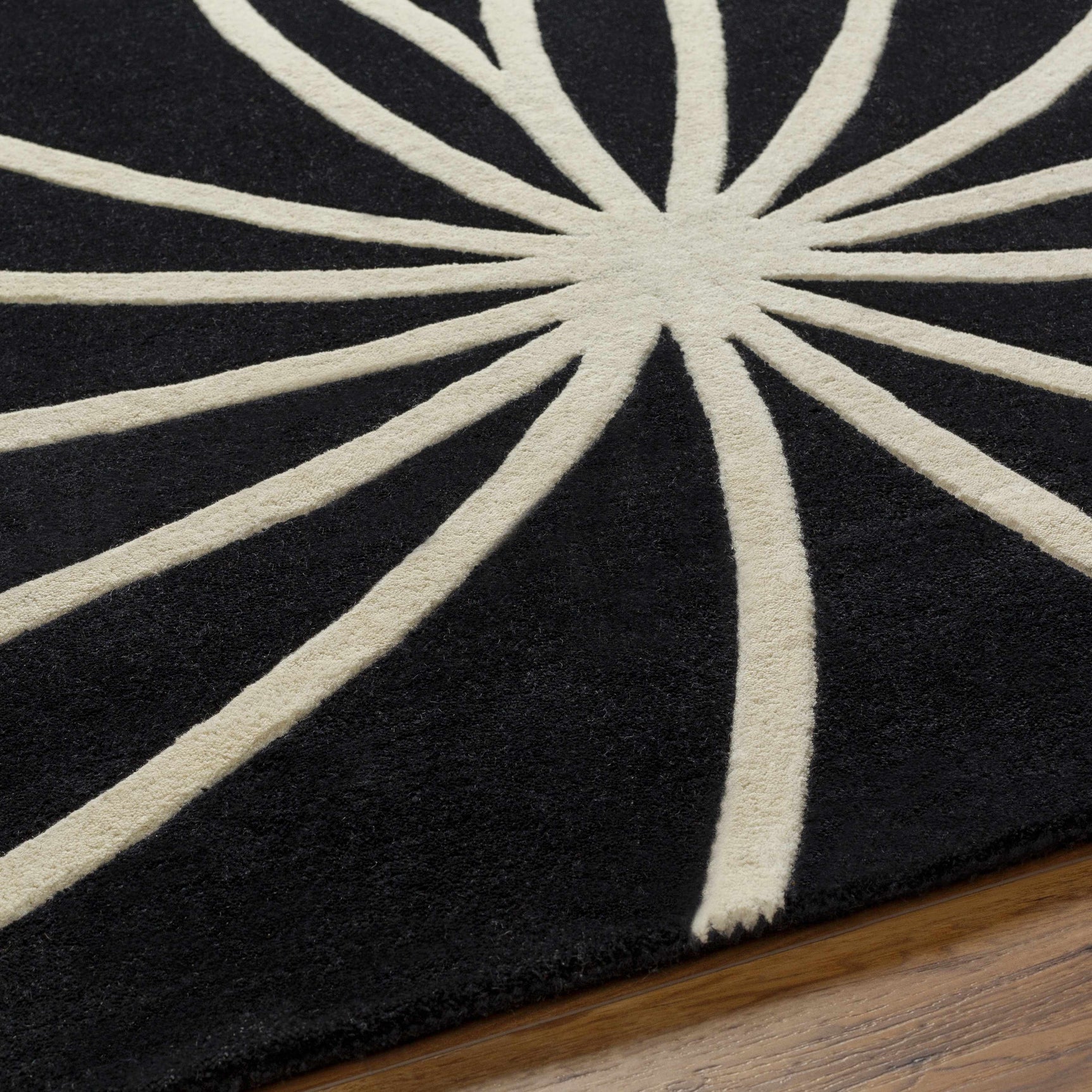 Davison Black Geometric Wool Carpet - Ornate Home