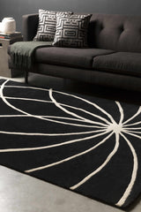 Davison Black Geometric Wool Carpet - Ornate Home