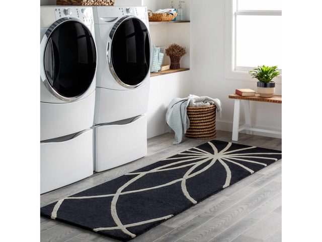 Davison Black Geometric Wool Carpet - Promo - Ornate Home