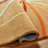 Davison Brown Geometric Modern Wool Rug - Ornate Home