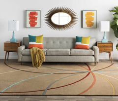 Davison Brown Geometric Modern Wool Rug - Ornate Home