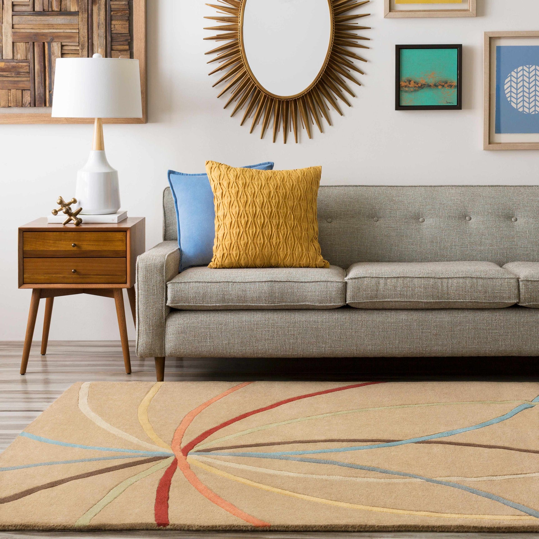 Davison Brown Geometric Modern Wool Rug - Ornate Home