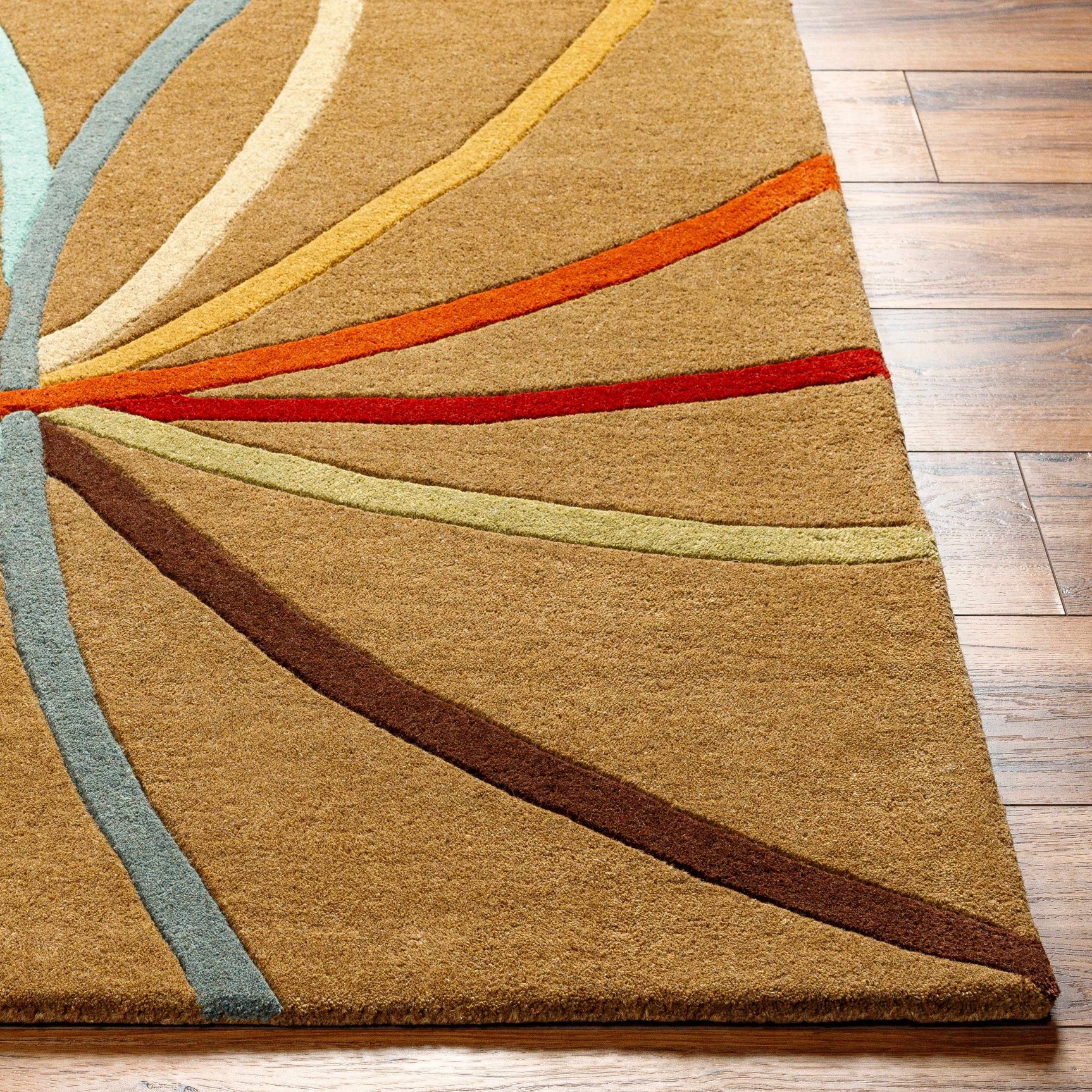 Davison Brown Geometric Modern Wool Rug - Ornate Home