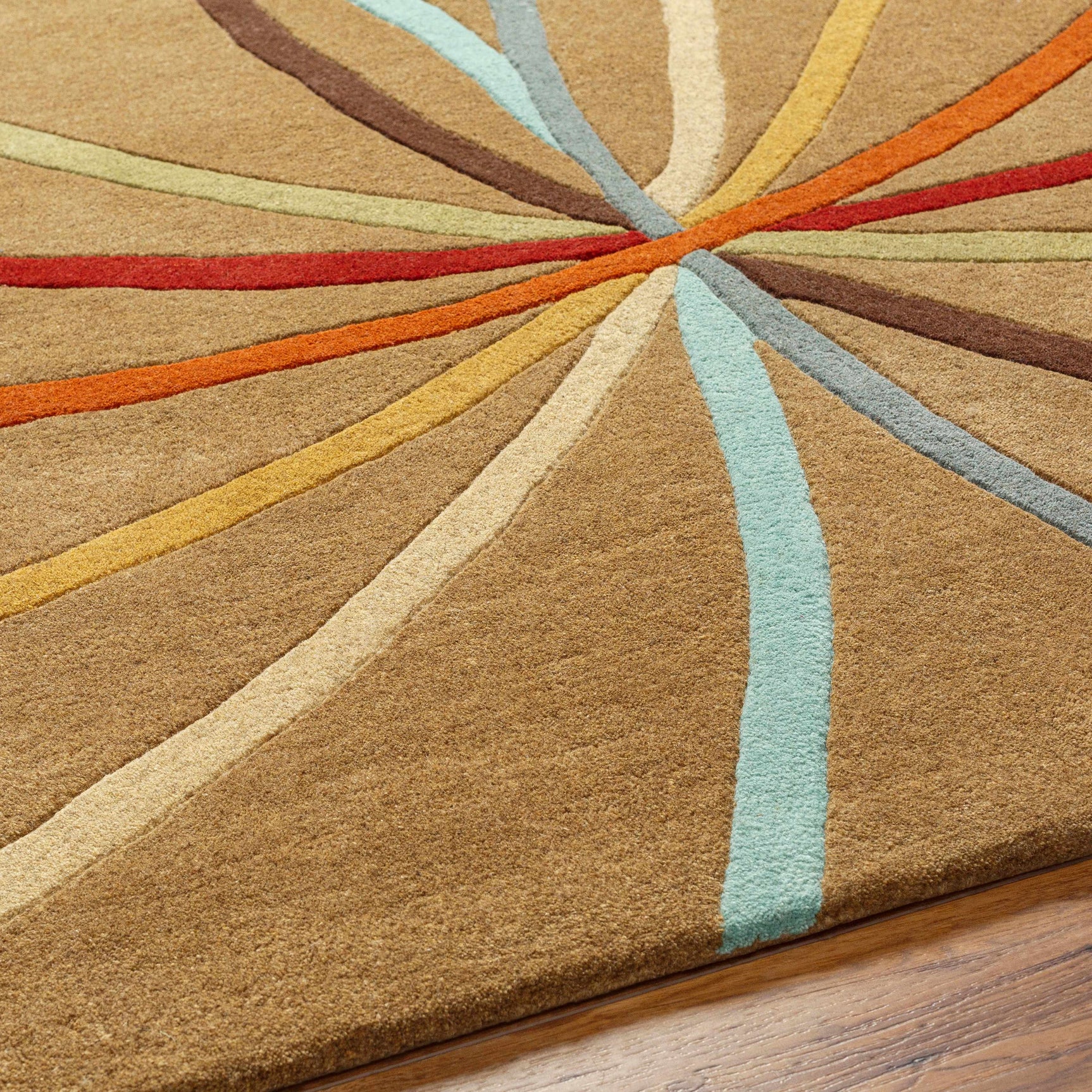 Davison Brown Geometric Modern Wool Rug - Ornate Home