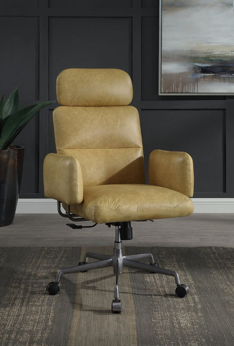 Davu Sahara Brown/Iron Swivel Office Chair - Ornate Home