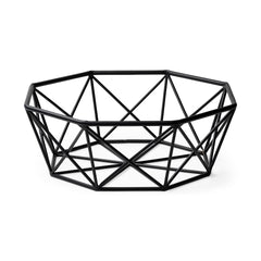 Davy Black Metal Large Hexagonal Bowl - Ornate Home