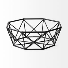 Davy Black Metal Large Hexagonal Bowl - Ornate Home
