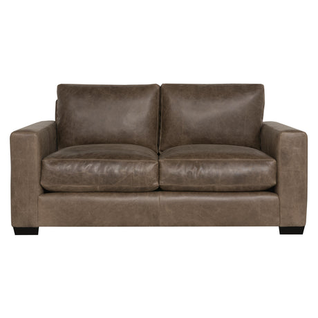 Dawkins Brown Leather Loveseat - Ornate Home