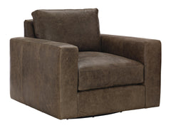 Dawkins Brown Leather Swivel Chair - Ornate Home