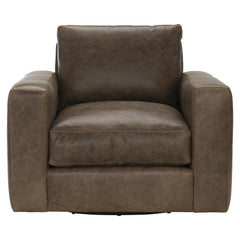 Dawkins Brown Leather Swivel Chair - Ornate Home