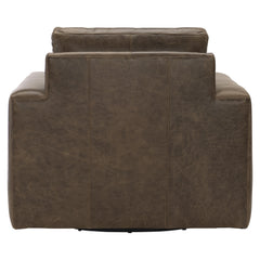 Dawkins Brown Leather Swivel Chair - Ornate Home