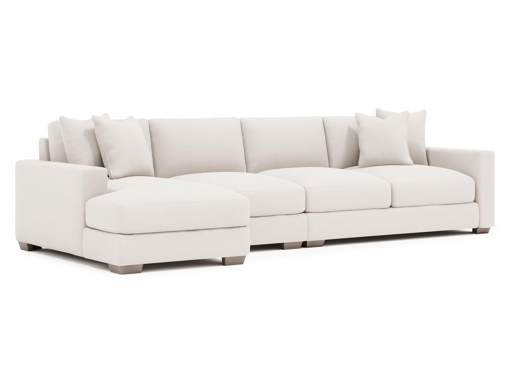 Dawkins White/Cream Fabric 4-Seat Sectional with Left-Arm Chaise - Ornate Home