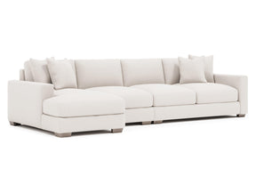 Dawkins White/Cream Fabric 4-Seat Sectional with Left-Arm Chaise - Ornate Home