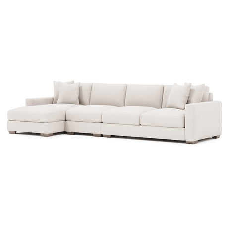 Dawkins White/Cream Fabric 4-Seat Sectional with Left-Arm Chaise - Ornate Home