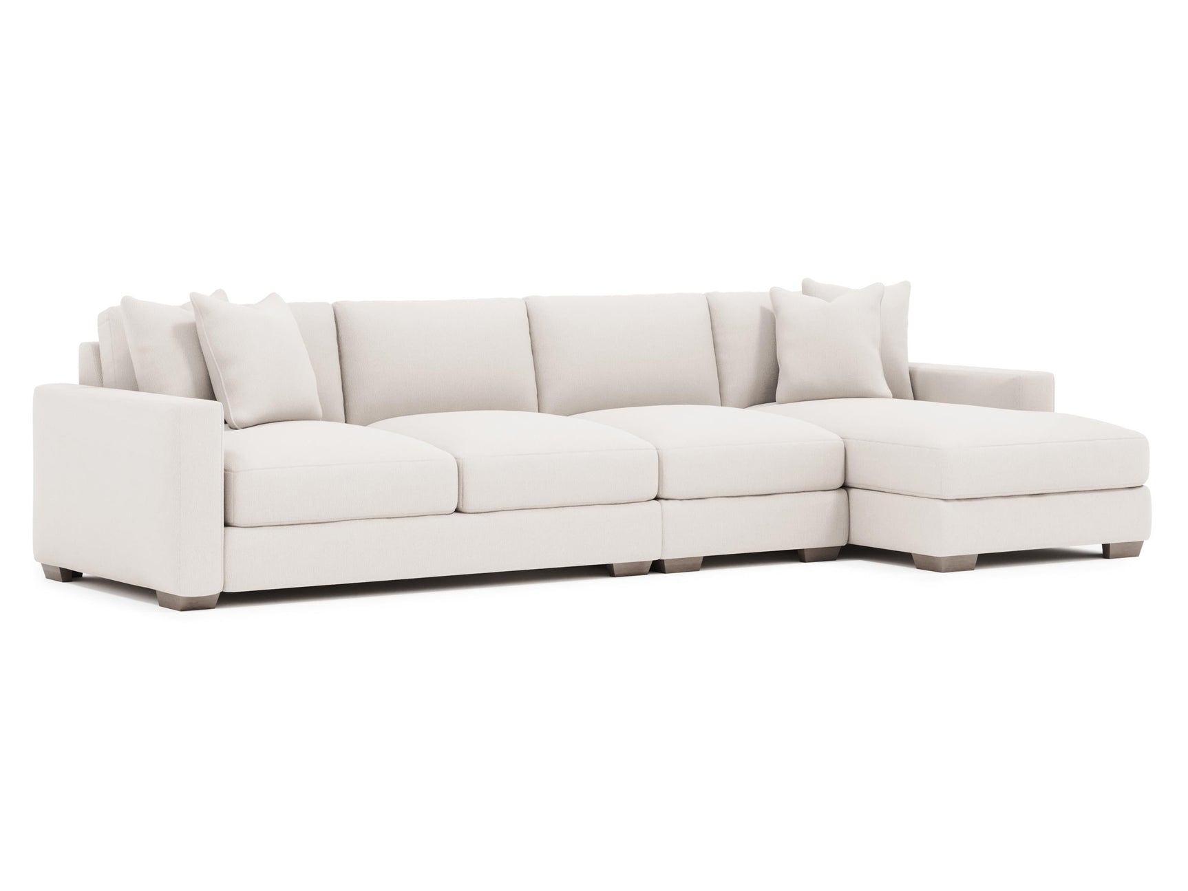 Dawkins White/Cream Fabric 4-Seat Sectional with Right-Arm Chaise - Ornate Home