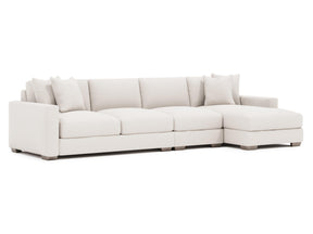 Dawkins White/Cream Fabric 4-Seat Sectional with Right-Arm Chaise - Ornate Home