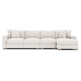 Dawkins White/Cream Fabric 4-Seat Sectional with Right-Arm Chaise - Ornate Home