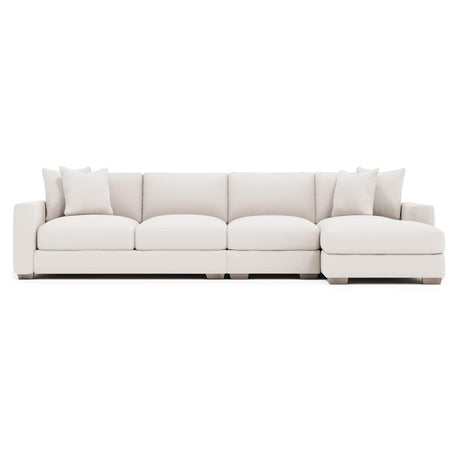 Dawkins White/Cream Fabric 4-Seat Sectional with Right-Arm Chaise - Ornate Home