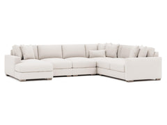 Dawkins White/Cream Fabric L-Shaped Sectional with Left-Arm Chaise - Ornate Home