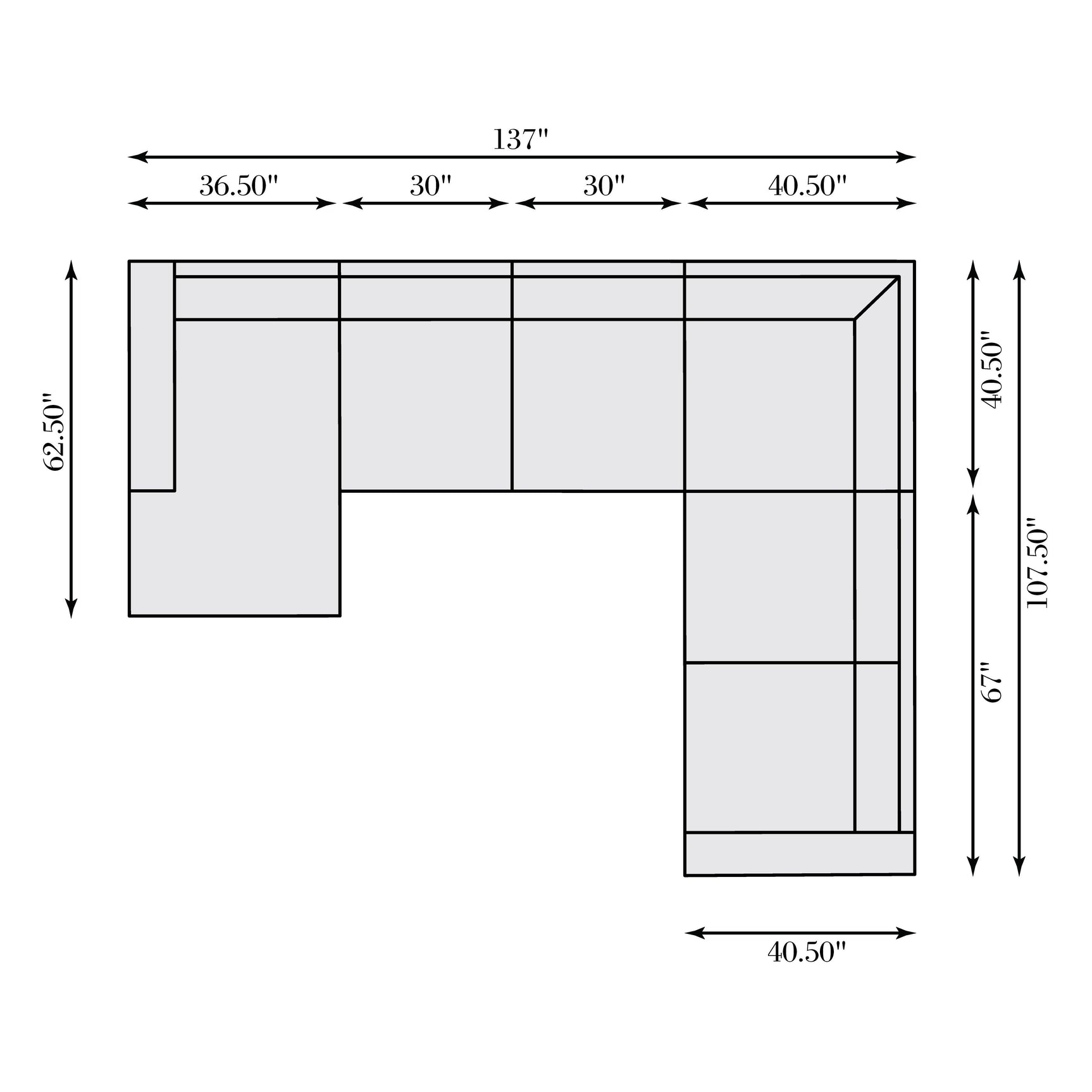 Dawkins White/Cream Fabric L-Shaped Sectional with Left-Arm Chaise - Ornate Home