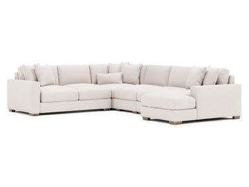 Dawkins White/Cream Fabric L-Shaped Sectional with Right-Arm Chaise - Ornate Home