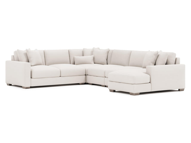 Dawkins White/Cream Fabric L-Shaped Sectional with Right-Arm Chaise - Ornate Home