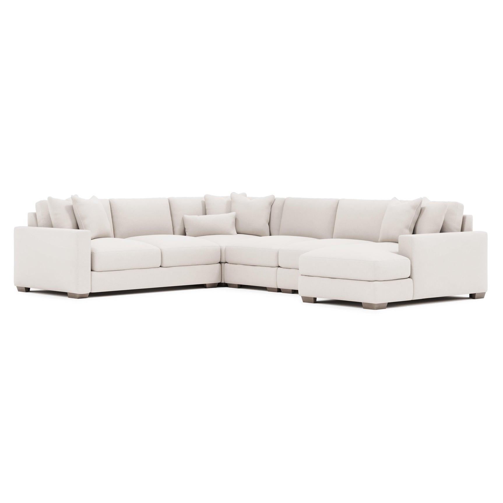 Dawkins White/Cream Fabric L-Shaped Sectional with Right-Arm Chaise - Ornate Home