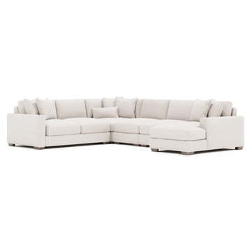 Dawkins White/Cream Fabric L-Shaped Sectional with Right-Arm Chaise - Ornate Home