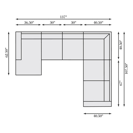 Dawkins White/Cream Fabric Sectional – Left Chaise - Ornate Home