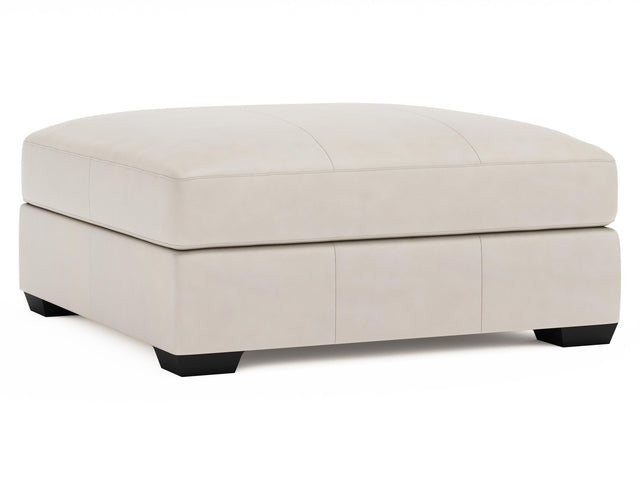 Dawkins White/Cream Leather Ottoman - Ornate Home