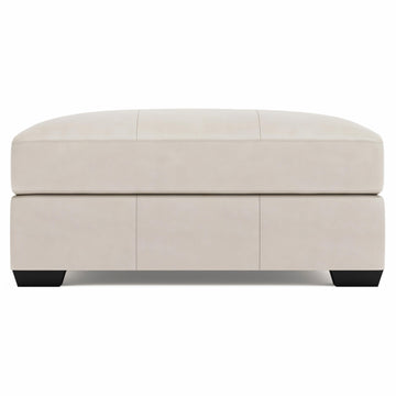Dawkins White/Cream Leather Ottoman - Ornate Home