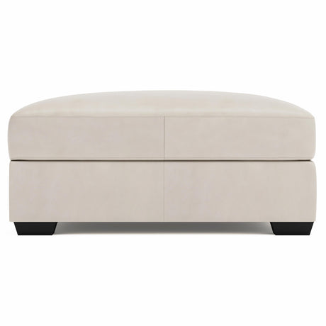Dawkins White/Cream Leather Ottoman - Ornate Home