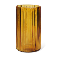 Dawn Amber 11.4" Ribbed Glass Vase - Ornate Home