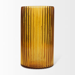 Dawn Amber 11.4" Ribbed Glass Vase - Ornate Home