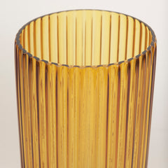Dawn Amber 11.4" Ribbed Glass Vase - Ornate Home