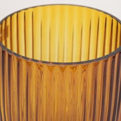 Dawn Amber 8" Ribbed Glass Vase - Ornate Home