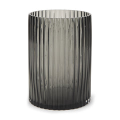 Dawn Gray 8" Ribbed Smoke Glass Vase - Ornate Home